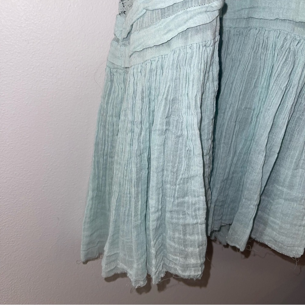 New Free People FP One Shailee Slip Dress Lace Mint Sky Blue Green Cotton Medium - Picture 7 of 11